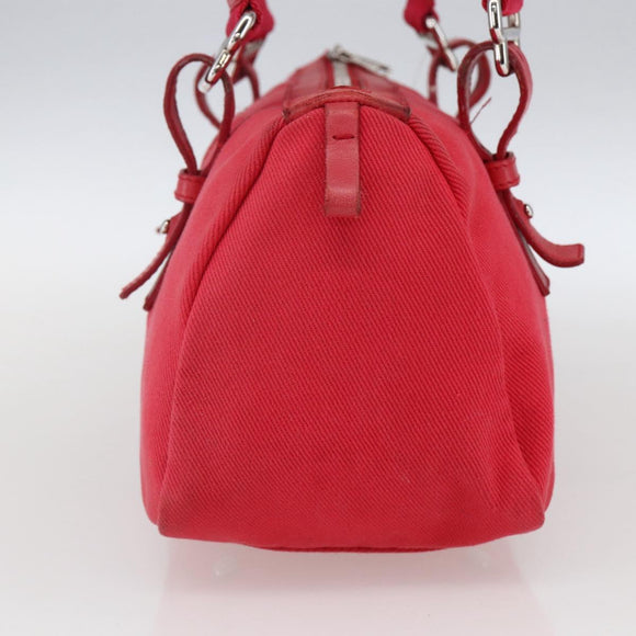 SAINT LAURENT Hand Bag Canvas Red Silver 129360 Auth BA10853
