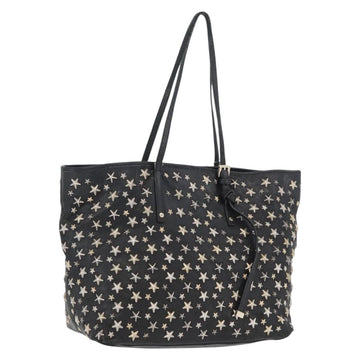 Jimmy Choo Tote Bag Leather Black Gold Auth BA10854