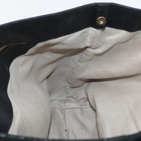 Jimmy Choo Tote Bag Leather Black Gold Auth BA10854