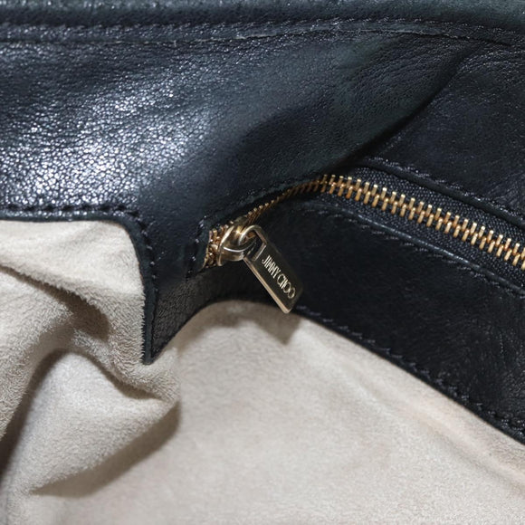 Jimmy Choo Tote Bag Leather Black Gold Auth BA10854