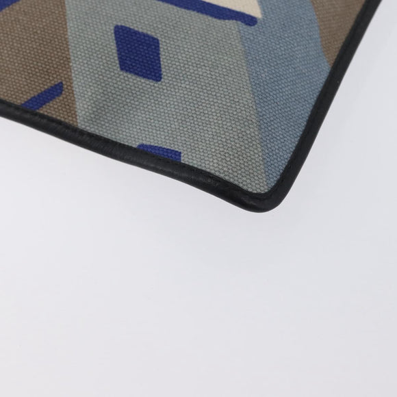 LOEWE Clutch Bag Canvas Blue Gold Auth BA10855