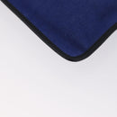 LOEWE Clutch Bag Canvas Blue Gold Auth BA10855-16