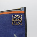 LOEWE Clutch Bag Canvas Blue Gold Auth BA10855-8