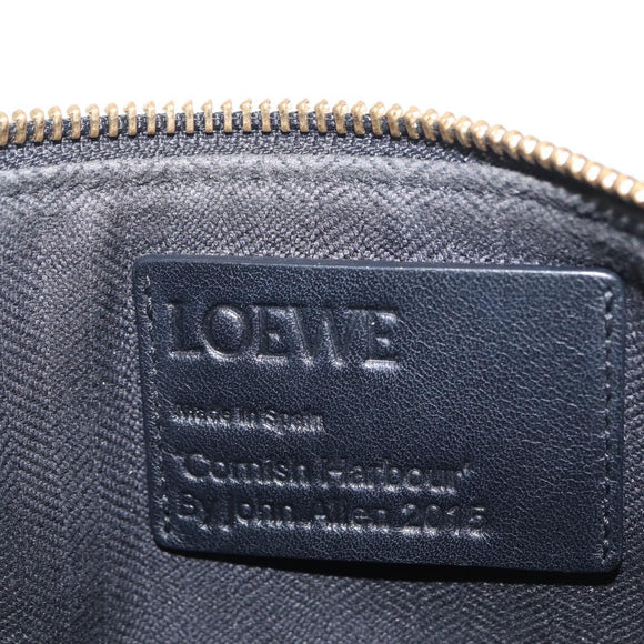 LOEWE Clutch Bag Canvas Blue Gold Auth BA10855