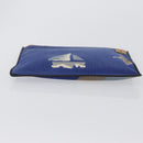 LOEWE Clutch Bag Canvas Blue Gold Auth BA10855-6