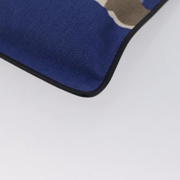 LOEWE Clutch Bag Canvas Blue Gold Auth BA10855