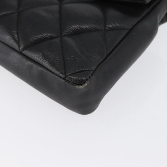 CHANEL Matelasse Waist Bag Leather Black Gold CC Auth BA10856