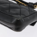 CHANEL Matelasse Waist Bag Leather Black Gold CC Auth BA10856-16