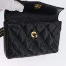 CHANEL Matelasse Waist Bag Leather Black Gold CC Auth BA10856-19