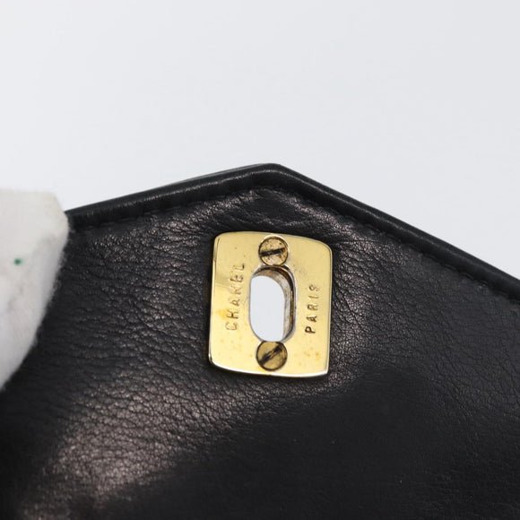 CHANEL Matelasse Waist Bag Leather Black Gold CC Auth BA10856