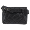 CHANEL Matelasse Waist Bag Leather Black Gold CC Auth BA10856-2