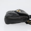 CHANEL Matelasse Waist Bag Leather Black Gold CC Auth BA10856-3