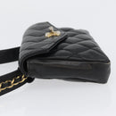 CHANEL Matelasse Waist Bag Leather Black Gold CC Auth BA10856-4