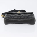 CHANEL Matelasse Waist Bag Leather Black Gold CC Auth BA10856-5