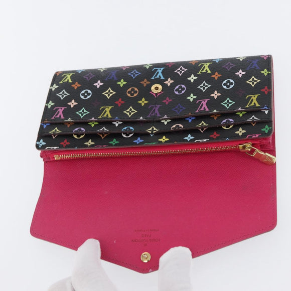 LOUIS VUITTON Multicolor Portefeiulle Sarah Portemonnee Zwart M60668 LV Auth BA10859V
