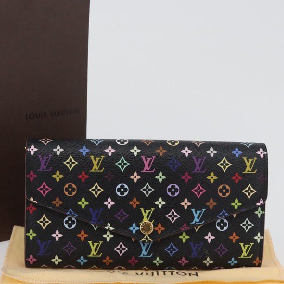LOUIS VUITTON Multicolor Portefeiulle Sarah Portemonnee Zwart M60668 LV Auth BA10859V