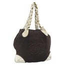 CHANEL COCO Markenkette Umhängetasche Canvas Schwarz Gold CC Auth BA10872-1