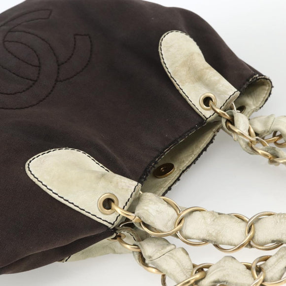 CHANEL COCO Markenkette Umhängetasche Canvas Schwarz Gold CC Auth BA10872