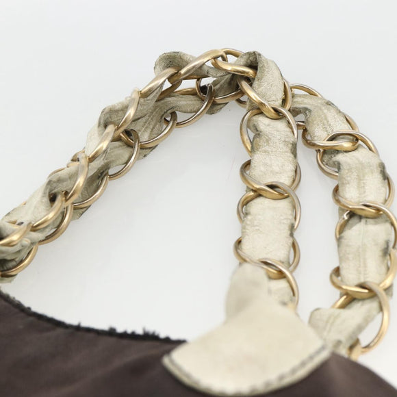 CHANEL COCO Markenkette Umhängetasche Canvas Schwarz Gold CC Auth BA10872