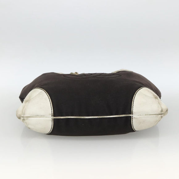CHANEL COCO Markenkette Umhängetasche Canvas Schwarz Gold CC Auth BA10872