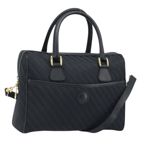 GUCCI Hand Bag Canvas 2way Black Gold 000 58 0256 Auth BA10874