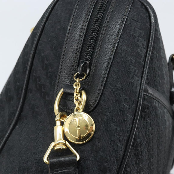 GUCCI Hand Bag Canvas 2way Black Gold 000 58 0256 Auth BA10874