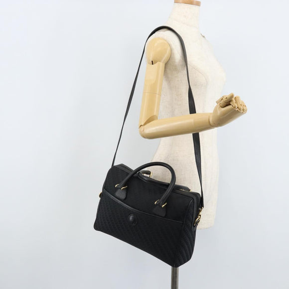GUCCI Hand Bag Canvas 2way Black Gold 000 58 0256 Auth BA10874
