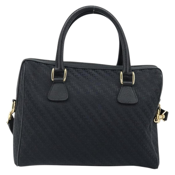 GUCCI Hand Bag Canvas 2way Black Gold 000 58 0256 Auth BA10874