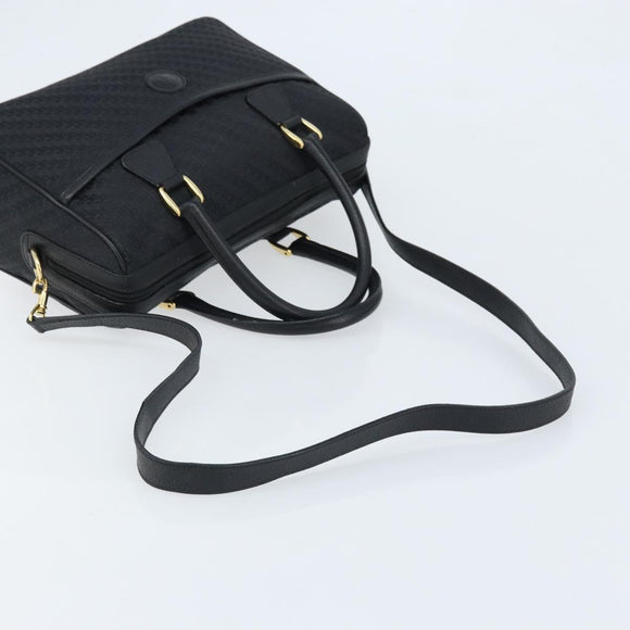 GUCCI Hand Bag Canvas 2way Black Gold 000 58 0256 Auth BA10874