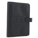 CHANEL Day Planner Cover Caviar Skin Black Gold CC Auth BA10875-1