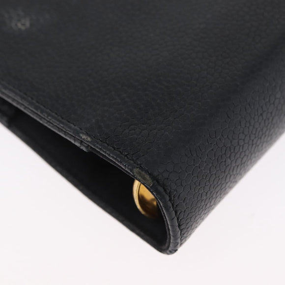 CHANEL Tagesplaner-Hülle Kaviarleder Schwarz Gold CC Auth BA10875