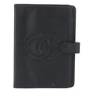 CHANEL Day Planner Cover Caviar Skin Black Gold CC Auth BA10875-13