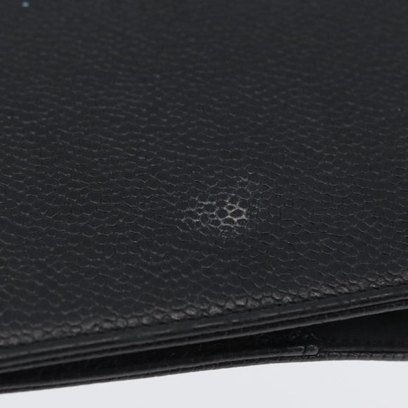 CHANEL Day Planner Cover Caviar Skin Black Gold CC Auth BA10875