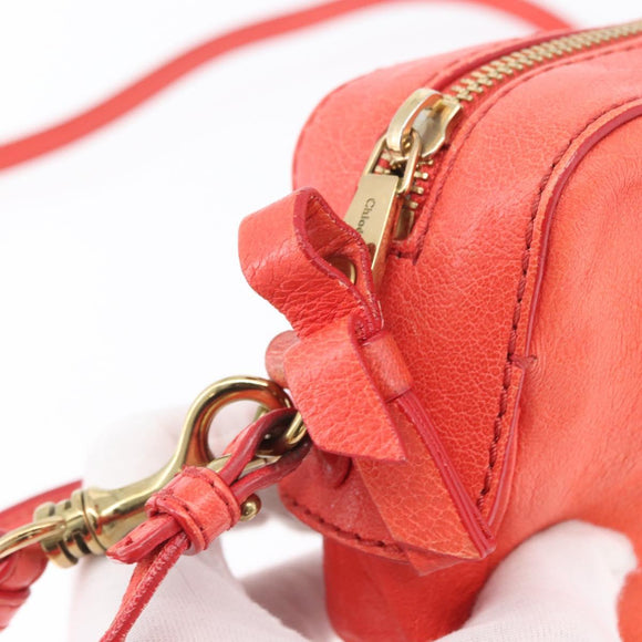 Chloe Schoudertas Leer 2way Rood Goud Authentiek BA10876