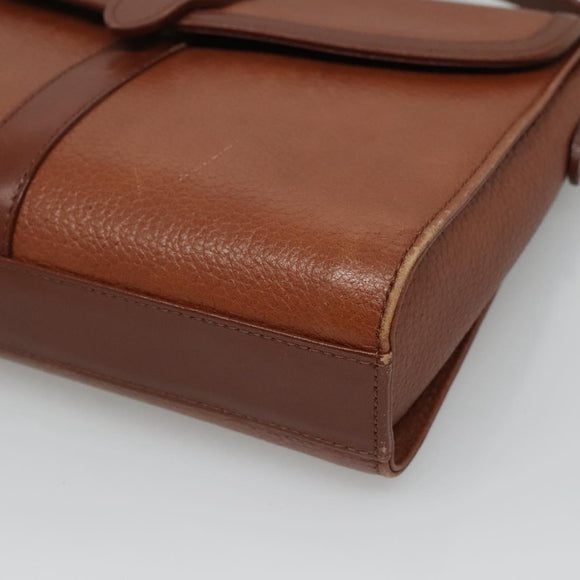 Burberrys Shoulder Bag Leather Brown Gold Auth BA1088