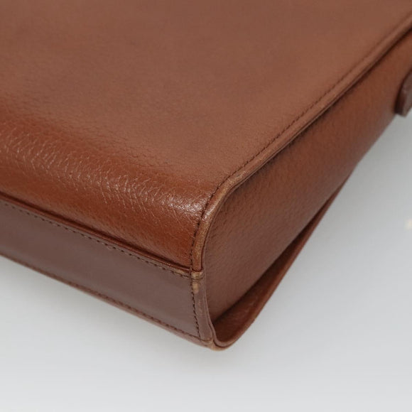 Burberrys Shoulder Bag Leather Brown Gold Auth BA1088