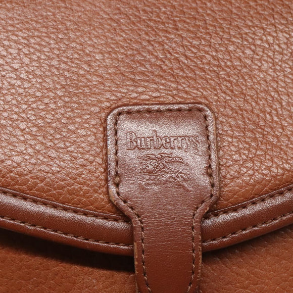 Burberrys Shoulder Bag Leather Brown Gold Auth BA1088