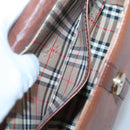 Burberrys Shoulder Bag Leather Brown Gold Auth BA1088-19