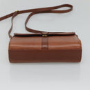 Burberrys Shoulder Bag Leather Brown Gold Auth BA1088-5
