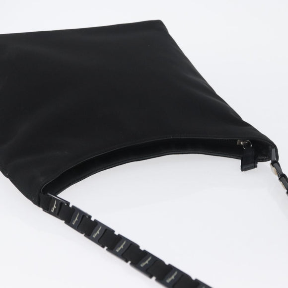 Salvatore Ferragamo Chain Vala Shoulder Bag Nylon Black Auth BA10885