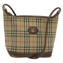 Burberrys Nova Check Shoulder Bag Canvas Brown Gold Auth BA1089-1