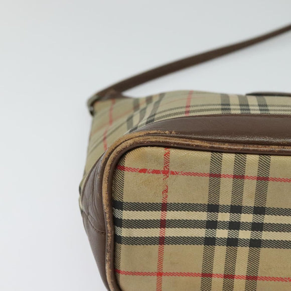 Burberrys Nova Check Shoulder Bag Canvas Brown Gold Auth BA1089