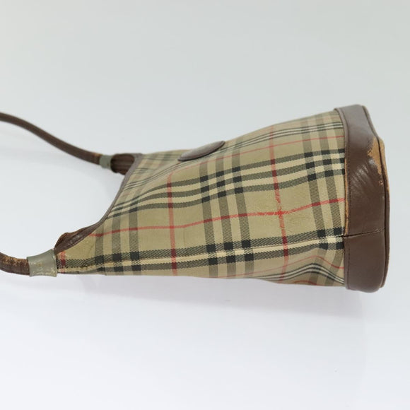 Burberrys Nova Check Shoulder Bag Canvas Brown Gold Auth BA1089