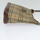 Burberrys Nova Check Shoulder Bag Canvas Brown Gold Auth BA1089-4