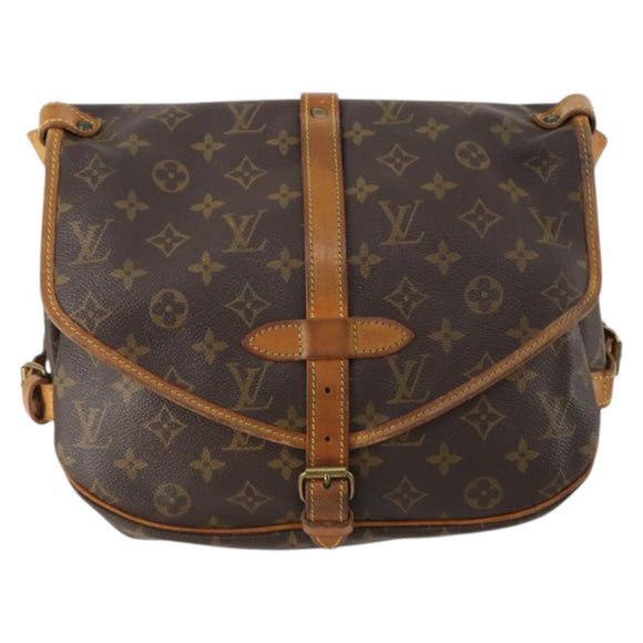 LOUIS VUITTON Monogram Saumur 30 Shoulder Bag M42256 LV Auth BA10892