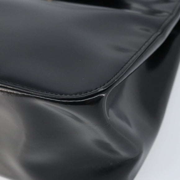 Gianni Versace Tote Bag Patent leather Black Gold Auth BA10900