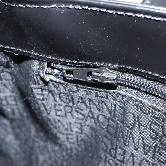 Gianni Versace Tote Bag Patent leather Black Gold Auth BA10900