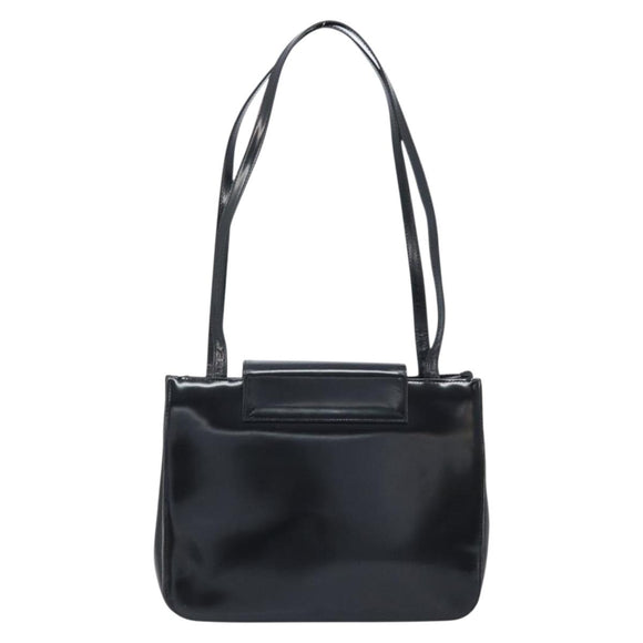Gianni Versace Tote Bag Patent leather Black Gold Auth BA10900