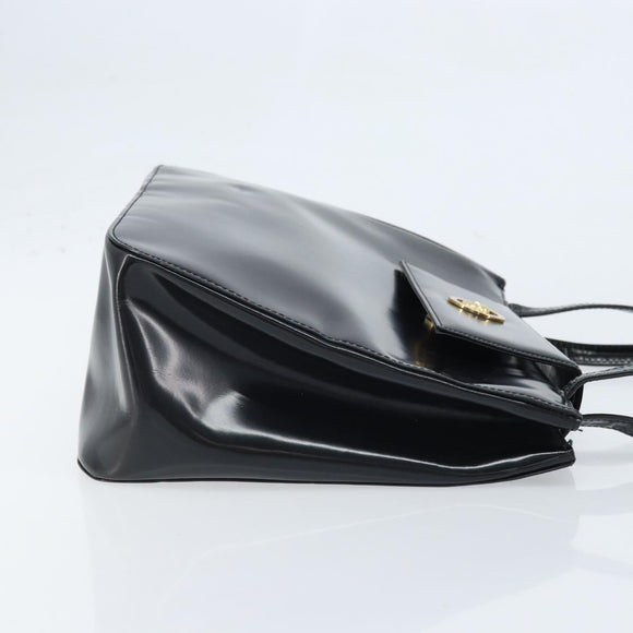 Gianni Versace Tote Bag Patent leather Black Gold Auth BA10900