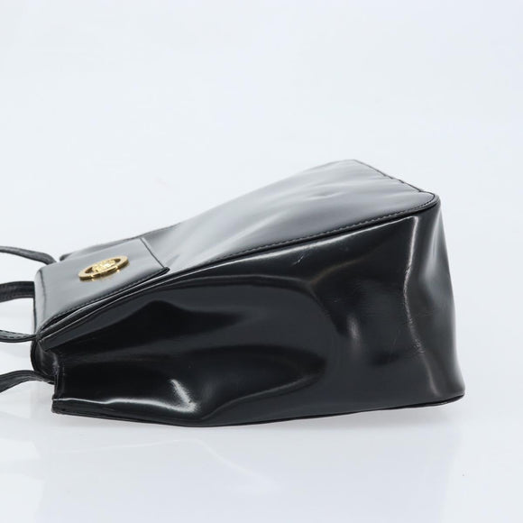 Gianni Versace Tote Bag Patent leather Black Gold Auth BA10900